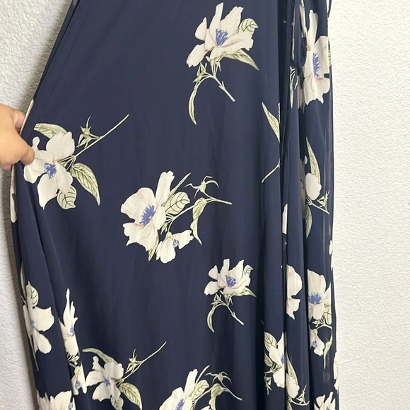 Lulu’s All Mine Navy Floral Print High Low Wrap Dress Womens Size Medium - Picture 8 of 14